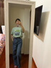 尚都比拉纯棉直筒牛仔裤女士春秋长款裤子宽松显瘦复古百搭女裤 牛仔蓝S 实拍图