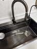 九牧水槽加厚5mm纳米枪灰色SUS304不锈钢洗菜盆池厨房手工大单槽家用 E套餐【飞雨龙头+洗杯器皂液器】 68x46x22【5.0mm加厚+顺丰速达】 实拍图