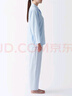 无印良品（MUJI） 女式 无侧缝双层纱织睡衣女士家居服春秋纯棉条纹格纹长袖 女款 浅蓝色条纹 XL (上装165/92A下装165/74A) 实拍图