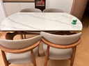 锦巢实木餐桌家用伸缩方圆两用大象腿岩板餐桌椅折叠饭桌CHT-6006HT 加厚岩板桌面-羊角椅 1.35m  一桌六椅 实拍图