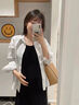 米度丽孕妇装2025新款孕妇连衣裙夏季大码吊带开衫裙子套装背心长裙夏季 深灰色-背心长裙 M码（建议80-110斤左右） 实拍图