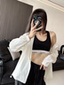 Calvin Klein内衣【明星同款摩登引力带】女士ck轻运动无钢圈工字美背背心文胸 001-太空黑 M 推荐75B-85A 实拍图