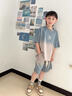 贝孩趣童装男童夏装套装中大童学生运动短袖夏款儿童帅气夏季两件套潮 灰蓝色 150 码建议身高135-145cm 实拍图