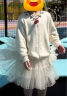 幼歌（YOUGE）六一儿童节儿童森系手工钩花毛衣2023新款宝宝浪漫简约开衫 米色 120 cm 晒单实拍图