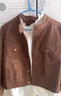 百图betu女装2025春季新款短外套休闲工装夹克麂皮绒短外套女2501T40 骆驼色 M 实拍图