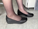 红蜻蜓女鞋牛皮休闲鞋女坡跟软皮小皮鞋通勤工作单鞋女WTB341831黑色37 实拍图