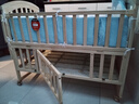 优乐博（ULOP）婴儿床实木无漆移动拼接床多功能摇篮摇摇床宝宝尿布台新生儿bb床 床围五件套+尿布台+蚊帐+椰棕床垫 哄睡觉神器婴儿用品母婴必备 实拍图