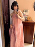 羽雅曼海边沙滩裙挂脖纯欲连衣裙女吊带裙2025春夏度假风小个子裙子长裙 粉色无袖吊带长裙 L 实拍图