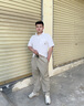 真维斯（Jeanswest）凉感休闲裤男装夏季薄款松紧腰透气显瘦九分裤JR 卡其2970 3XL 实拍图