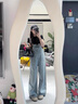 DAVEY MODE夏季温柔系2025新款韩版设计感蝴蝶结上衣背带牛仔裤两件套装女 蓝色牛仔裤【不带小熊】 M :【建议95-105斤】 实拍图