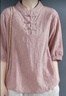 啄木鸟棉麻衬衫女冰丝女装棉复古盘扣中袖中式立领上衣t恤 肉粉色 3XL【建议140斤-160斤内穿】 实拍图