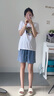 翊尚美牛仔短裤女夏季2025新款高腰五分休闲阔腿裤子女天丝宽松牛仔裤 浅复古【冰感天丝面料】 L 【适合111-120斤】 实拍图