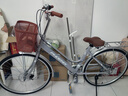 凤凰 自行车男女脚踏代步单车成人轻便学生车城市复古通勤休闲车 青柠 26寸7速灰粉 实拍图
