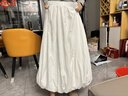 斤慕白色半身裙女夏季2025新款高腰a字花苞裙蓬蓬灯笼百搭休闲中长裙 米白色【有口袋】 M 建议（90-110斤） 实拍图