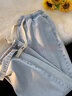 唐狮（TonLion）2025春女抽绳宽松直筒牛仔长裤拖地裤百搭 浅牛仔蓝 L  实拍图