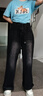 趣米乐美式潮流阔腿牛仔裤女秋冬季新款小个子高腰显瘦宽松垂感直筒裤子 黑灰色【常规款】 M 实拍图