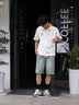 百鹊亭牛仔短裤男夏季薄款潮牌直筒宽松休闲短裤男日系复古工装五分裤男 T27蓝色【现货】 XL 实拍图