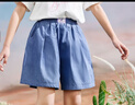 ASK JUNIOR牛仔裙裤女童夏装纯棉宽松舒适大脚口儿童短裤百搭裤子 牛仔蓝 实拍图
