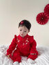 初缘鹿女宝宝婴儿衣服夏季红色连体衣唐装公主一周岁礼服抓周百岁宴套装 花开富贵长款分体2件套 80 实拍图
