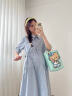 费雪（Fisher-Price）美国费雪孕妇装春夏季新款连衣裙纯棉哺乳衣时尚孕妇裙女洋气夏装 云雾蓝连衣裙 L【120-140斤适穿】 实拍图