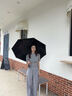 空谷透明机械防回弹黑胶自动伞防晒节节收三折防紫外线晴雨男女两用伞 黑色1支 8骨 黑胶晴雨两用 23寸 实拍图