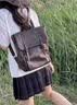 铂呐苓双肩包女日系JK制服学院风复古背包大学生上课书包通勤包电脑包 复古剑桥包【咖色】 实拍图