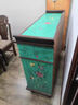 盛世锦木美式手绘鞋柜 百叶窗入户门口收纳柜子 复古做旧玄关柜储物 荷绿色手绘 三门三抽(百叶窗) 实拍图