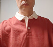 马登工装 美式复古撞色polo卫衣学院风翻领长袖T恤男士春季针织打底衫 脏红色 L 实拍图