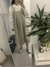 革曼孕妇装夏天背带孕妇连衣裙2025新款小个子夏款裙子纯棉套装两件套 绿色两件套(春秋款) M(建议90-110斤) 实拍图