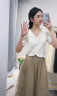 宏资琦 连衣裙2026夏季新款女装甜美气质短款V领上衣网纱半身裙子两件装 米白色上衣+卡其色半身裙 M （建议98—108斤） 实拍图