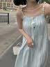 棉致法式蓝色条纹吊带连衣裙女夏季2026新款小个子海边度假风长裙 4032浅蓝色【高品质30.5】 L 100-115斤 实拍图
