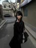 ICH MODE美式长袖T恤女2025新款防晒休闲上衣宽松设计感镂空罩衫男 黑色 L 晒单实拍图
