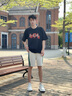 卡宾（CABBEEN）【柔软弹力】潮牌拼接刺绣休闲短裤男2024夏季新款宽松五分裤 杏色15 L /50/175 实拍图