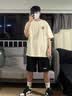 真维斯（Jeanswest）复古短袖t恤男夏季新款宽松透气纯棉圆领上衣青少年潮牌重磅半袖 杏色 枫树叶_K 2XL 实拍图