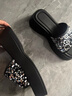 冶芷厚底凉鞋半拖鞋女夏季外穿新款亮片松糕底女士一字凉拖鞋子 银色珠片厚底凉拖鞋 37 （偏小半码） 实拍图