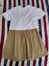贝孩趣童装女童套装夏装儿童洋气时尚短袖T恤中大童女孩学生衣服两件套 米色 150 (适合身高140CM) 实拍图