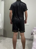 俞兆林睡衣男夏季薄款冰丝短袖短裤青少年男生可外穿大码家居服套装 NSLIG-黑色绣字母男双短 2XL （建议140-160斤） 实拍图