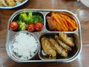 百畅316不锈钢分格餐盘儿童成人食堂打饭盒自助快餐饭盘餐具套装 【无盖款】四格餐盘-无餐具 实拍图