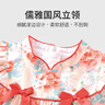 优奇女童连衣裙夏季婴儿衣服公主裙小女孩抓周岁女宝宝礼服夏季中国风 国色天香裙 73cm 实拍图