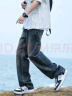 顶峰保罗（Dingfengbaoluo）水洗复古牛仔裤男士春夏季宽松透气直筒休闲长裤子男74烟黑2XL 实拍图