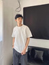 花花公子纯棉短袖T恤男夏季薄款男士宽松休闲圆领半袖T恤打底衫上衣服男装 白色+黑色 XL （136-150斤） 实拍图