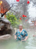 猎呐 泳衣女中年妈妈泳装 泡温泉游泳宽松大码分体平角裤裙式保守 蓝羽毛3XL码 建议140-160斤 实拍图