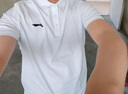 李宁短袖polo衫男夏季新款纯棉翻领半袖上衣透气宽松休闲运动t恤男士 白色速干POLO衫-袖口条纹 XL /180 (140-165斤) 实拍图