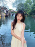 凊知柠法式茶歇挂脖白色连衣裙女夏季2025新款收腰显瘦蕾丝无袖背心长裙 杏色 S 实拍图