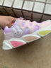 牧童原创小萌兔闪灯鞋春秋款女童运动鞋轻便减震网面透气旋转扣休闲鞋 甜粉（舒适双网） 26 鞋内长17.0cm 实拍图