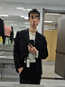 纱格大码西服男套装加肥加大西装外套胖子宽松特大号正装新郎结婚西服 黑色【单西服上衣】 XL (建议150-170斤) 实拍图