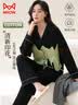 猫人（MiiOW）情侣睡衣女士纯棉时尚涂鸦翻领开衫可外穿家居服女高级黑L 实拍图
