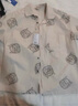 马登工装美式复古建御雷神印花衬衫纯棉亚麻宽松米色短袖衬衣男夏薄款 韵白色 L 实拍图