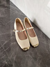 ZHR女鞋复古真牛皮平底单鞋女优雅浅口玛丽珍鞋子女 AH399 米金 37 实拍图