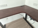 木藝生转角双电机电动升降电脑桌家用办公双人L型桌子工作台拐角书桌 双电3节插排右拐角3cm实木胡桃色 1.6*1.1M(升级加强版收纳横梁) 实拍图